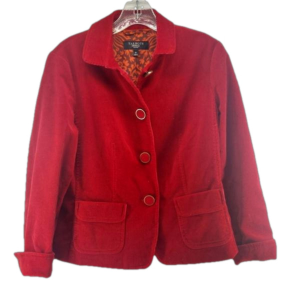 HOST PICK Talbots Corduroy Blazer Jacket Womens 6p Red Soft Button Up 34/46 23 - Picture 1 of 6